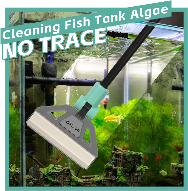 UPETTOOLS Algae Scraper for Glass Aquariums, 2 in 1 Adjustable Algae Scraper with 5 Stainless Steel Blades and Cleaning Brush, Aquarium Glass Cleaning Tools for 20-40 Gallon Fish Tank - Image 2